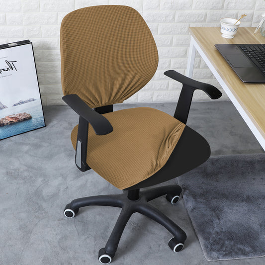 Water Repellent Office Chair Cover for Task Chair – 210 GSM Stretchable Jacquard – Washable & Anti-Slip – Fits Small Office Chairs Without Headrest, Light Brown