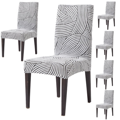 WaveLine Series 180 GSM Jacquard Chair Cover Set 1/2/4/6, Classic White