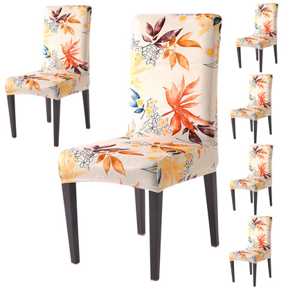 Premium Printed Velvet Dining Chair Cover Set, Amber Serene Flora