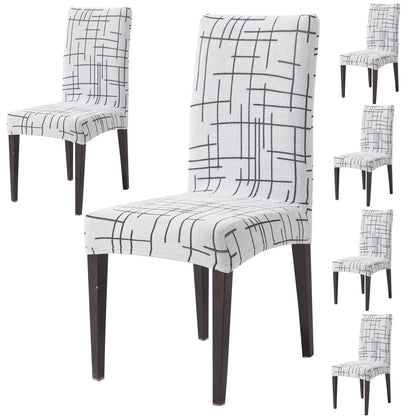 'Crossline Series' 180 GSM Jacquard Chair Cover Set 1/2/4/6, Dark Grey