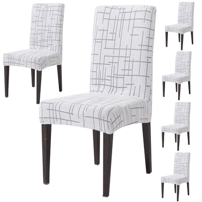 'Crossline Series' 180 GSM Jacquard Chair Cover Set 1/2/4/6, Light Grey