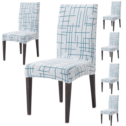 'Crossline Series' 180 GSM Jacquard Chair Cover Set 1/2/4/6, Teal Blue
