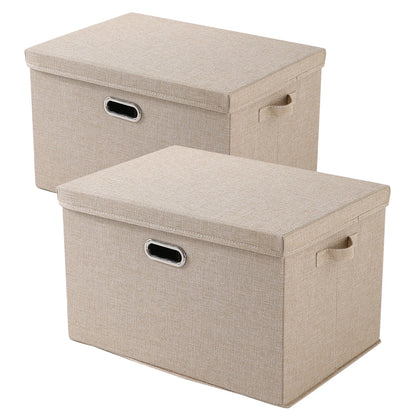 Multipurpose Foldable Storage Box with Lid, Medium / Large / Extra Large, Beige