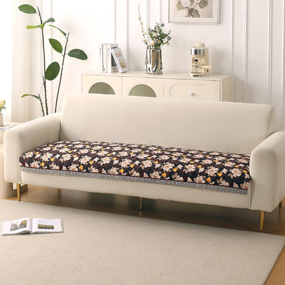 Florentina Series Printed Holland Velvet Sofa Mat - Camellia Brown
