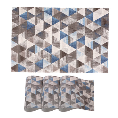 Color Splash PVC Mats for Dining Table, Geo Triangles - Slate Blue