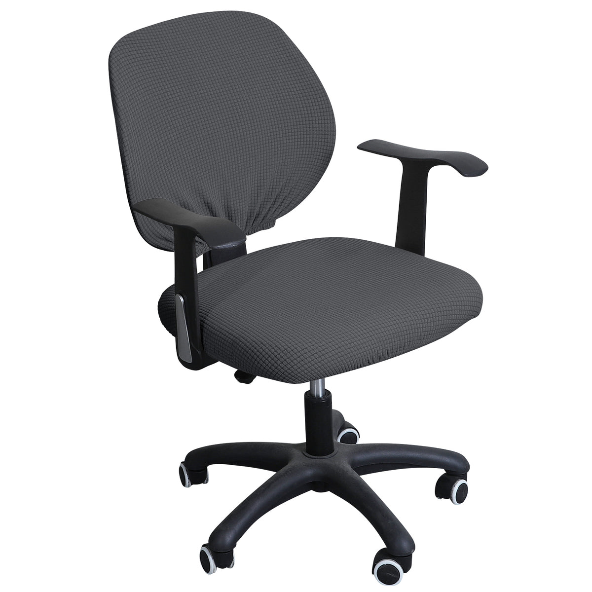 Stretchable Jacquard Office Chair Slipcover for Rotating Chair, Dark Grey