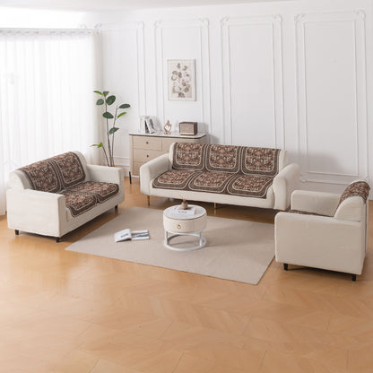 LoomVerse Quilted Sofa Cover Set Washable Sofa Panel for Seat & Back - Rustic Lattice