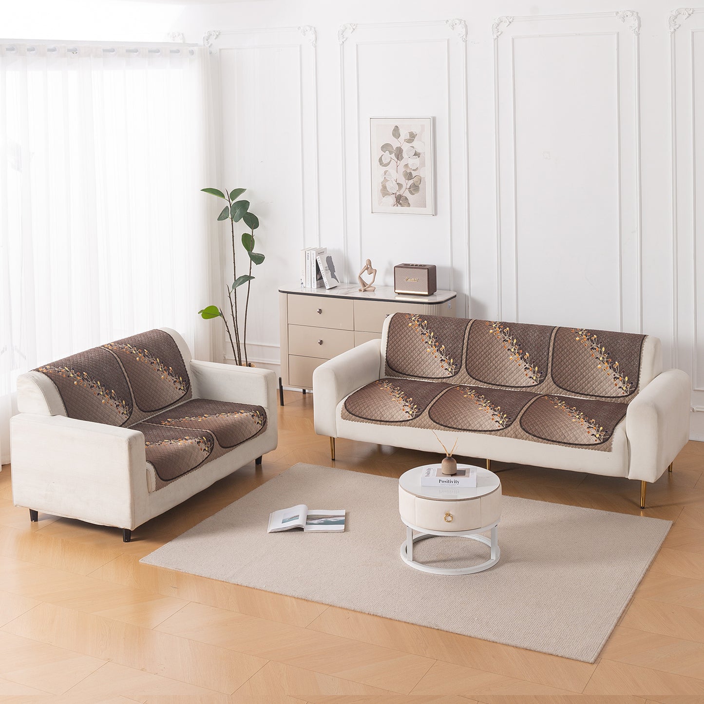 LoomVerse Quilted Sofa Cover Set Washable Sofa Panel for Seat & Back - Autumn Drape