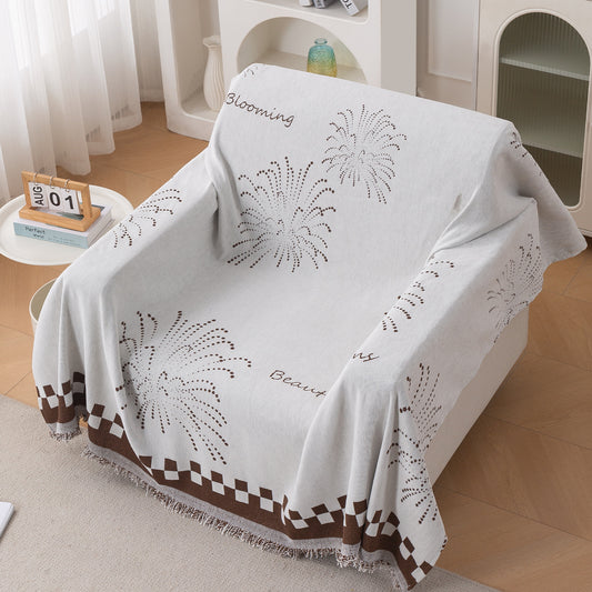 Premium 320 GSM Chenille Sofa Cover Throw All Season 'Serene Abode Series', Brown Dot Burst