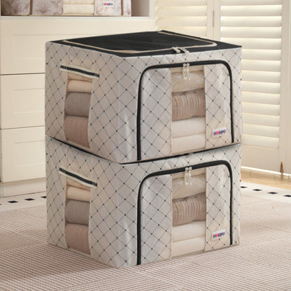 Folding Cloth Storage Box and Organizer for Wardrobe - Ivory Noir