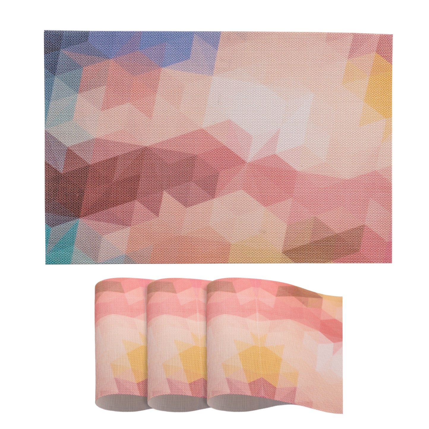 Color Splash PVC Mats for Dining Table, Abstract Polygon - Rose Mauve