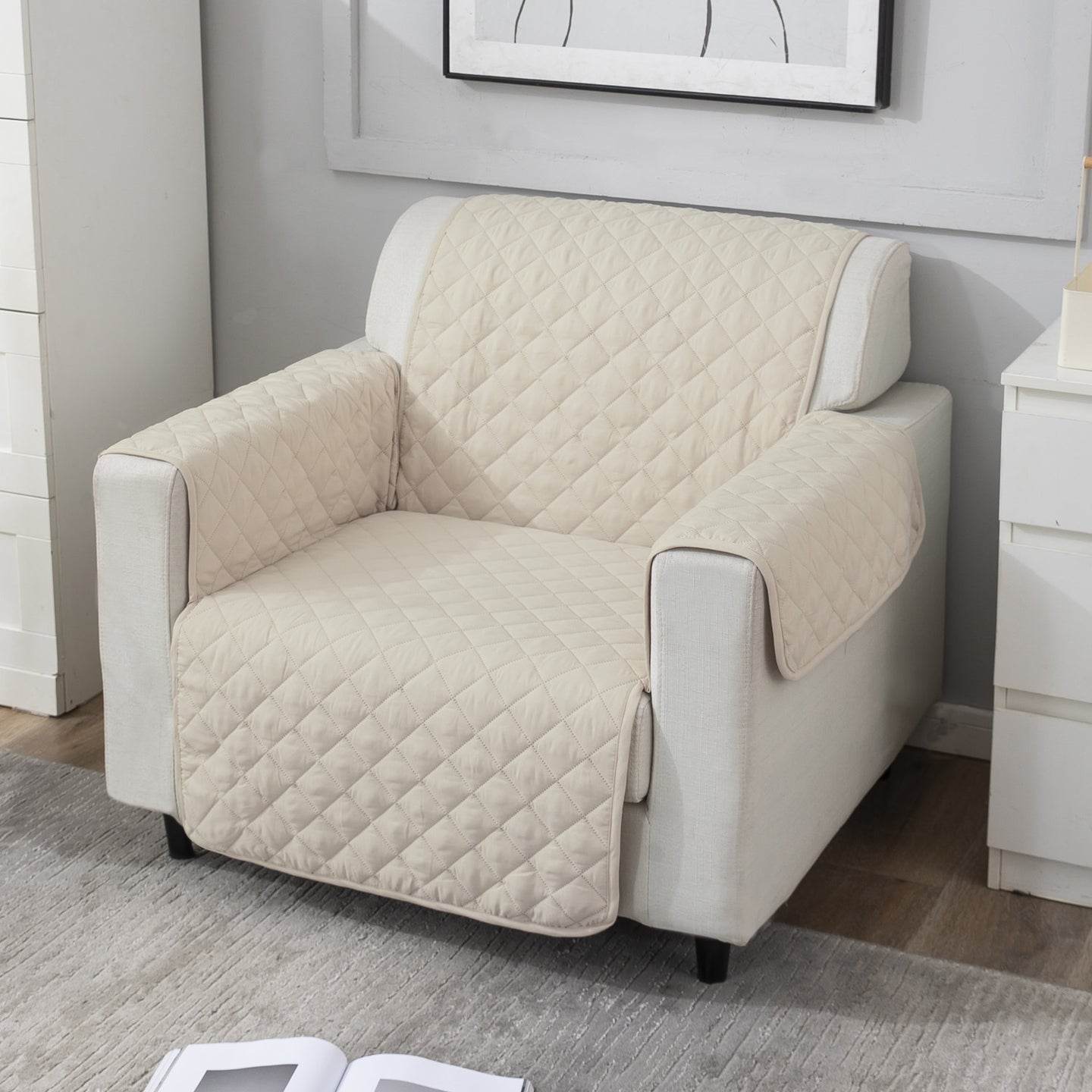 Cream elegant 1 seater sofa cover