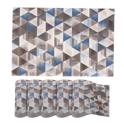 Color Splash PVC Mats for Dining Table, Geo Triangles - Slate Blue