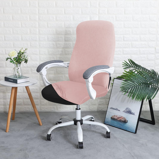 Water Repellent Office Chair Cover for Desk Chair (Mid-Back) – 210 GSM Stretch Jacquard – Washable, Durable & Anti-Slip – Fits Mid-Back Office Chairs, Pink