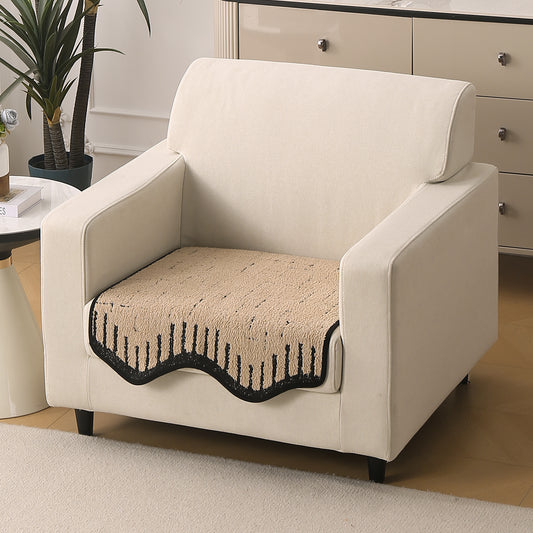 Premium Supple Soft Wavy with Curve Sofa Cover Mat, Brown