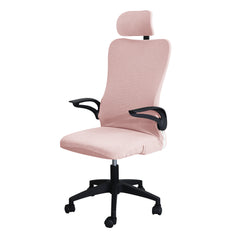 Stretchable Jacquard Office Boss Chair Seat Cover with Headrest Cover for Computer Desk Chair, Pink