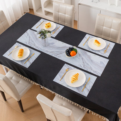 Marble Fusion PVC Mats for Dining Table, Glacier Vein - Frost Grey