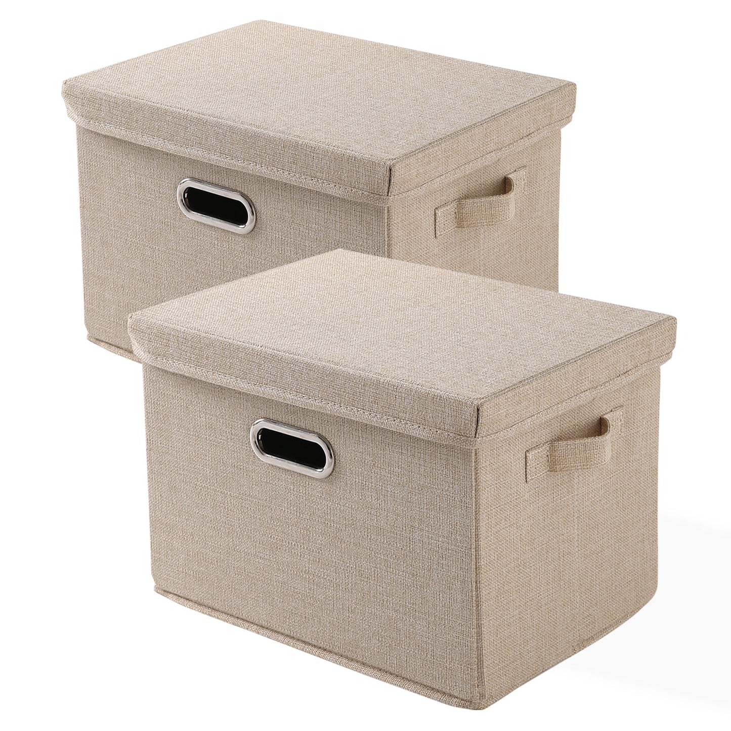 Multipurpose Foldable Storage Box with Lid, Medium / Large / Extra Large, Beige