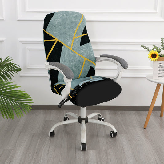 Printed Office Chair Cover for Desk Chair (Mid-Back) – 140 GSM Stretch Fabric – Washable & Anti-Slip – Fits Mid-Back Office Chairs, Multicolor Abstract Geometry - Medium
