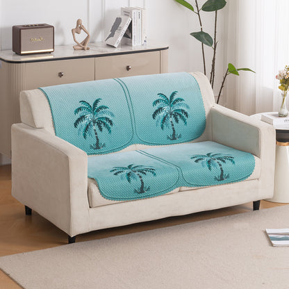 HeavenHue Fleece Soft Touch Quilted Sofa Cover Set Washable Sofa Panel for Seat & Back - Island Breeze