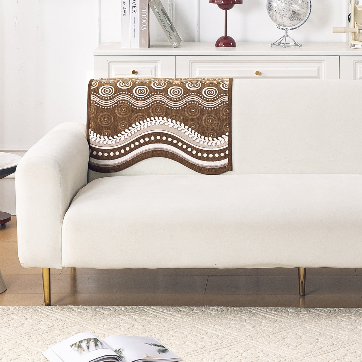 Serene Curves Sofa Cover Mat, Flowy Swirl