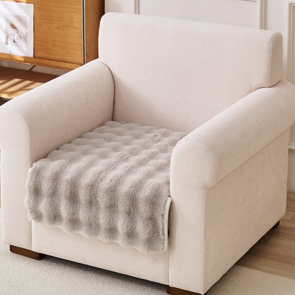 'FurHug' Premium Faux Rabbit Fur Sofa Seat Mats, Latte Brown