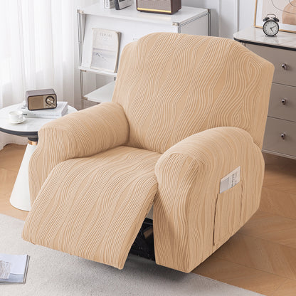 Nestiva Series Premium Knitting Jacquard Recliner Sofa Cover for 1 Seater - Blush Beige