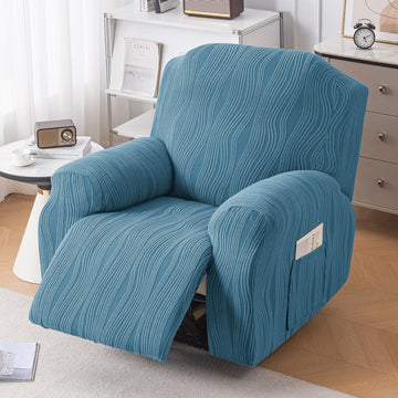 Nestiva Series Premium Knitting Jacquard Recliner Sofa Cover for 1 Seater - Sea Blue