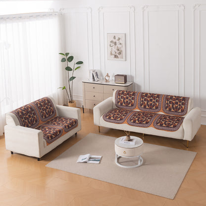 HeavenHue Fleece Soft Touch Quilted Sofa Cover Set Washable Sofa Panel for Seat & Back - Rustic Mosaic