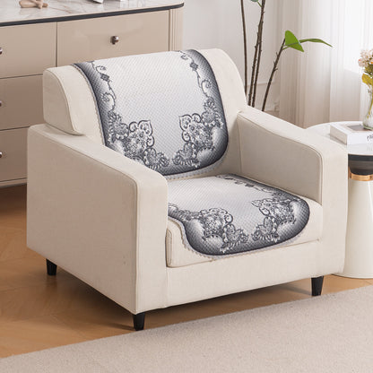 HeavenHue Fleece Soft Touch Quilted Sofa Cover Set Washable Sofa Panel for Seat & Back - Twilight Lace