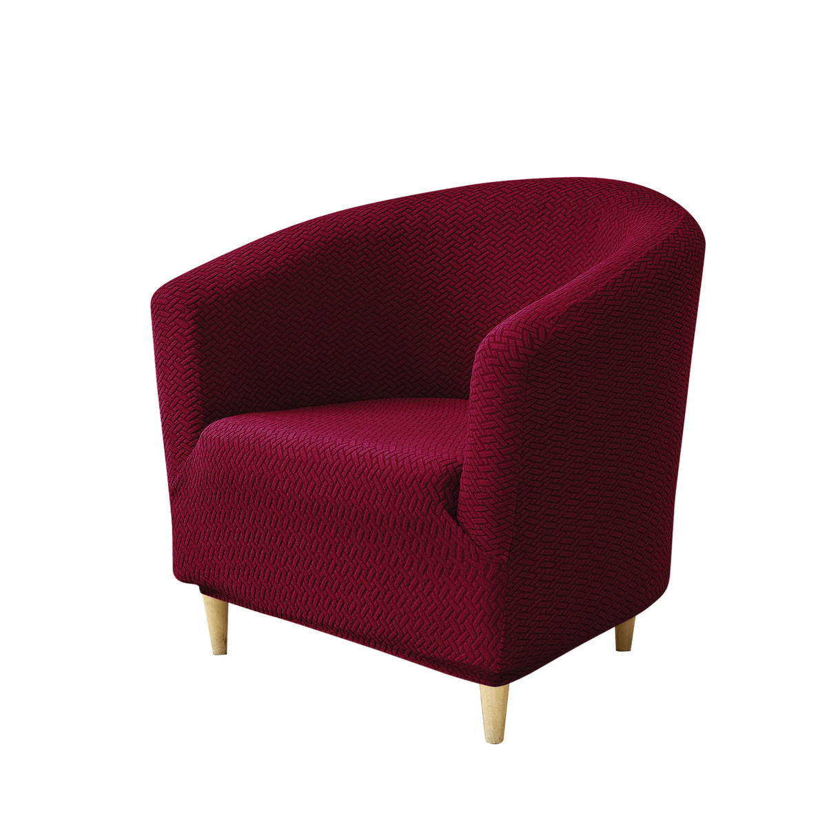 Premium Jacquard Stretchable Tub Chair Cover Slipcover, Burgundy