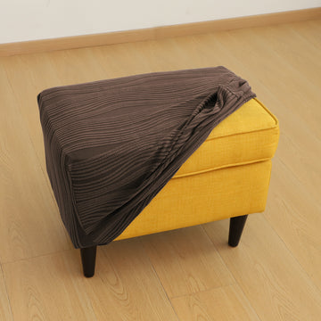 Nestiva Series Knitting Jacquard Stretchable Footstool Cover - Chocolate Brown