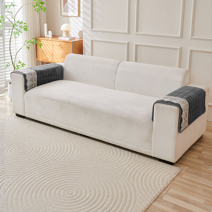 BelleLace Series Imperial Milk Velvet Sofa Cover Mat with Lace Design - Porpoise Grey