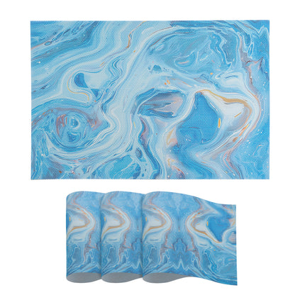 Marble Fusion PVC Mats for Dining Table, Aqua Swirl - Ocean Blue