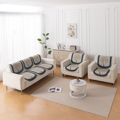 LoomVerse Quilted Sofa Cover Set Washable Sofa Panel for Seat & Back - Tranquil Tree