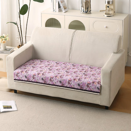 Florentina Series Printed Holland Velvet Sofa Mat - Peony Lavender