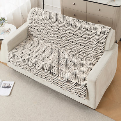 HOKIPO Plush Sofa Cover Throw for Complete Sofa 'Noirea Series', Geometric Diamond
