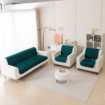 Modern Matrix 5-Seater Reversible Sofa Cover (3+1+1), Emerald Green