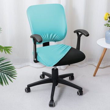 Office Chair Cover for Task Chair – 140 GSM Stretchable Fabric – Washable & Anti-Slip – Fits Small Office Chairs Without Headrest, Sky Blue