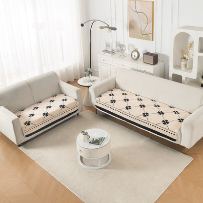 Luxury Plush Sherpa Anti Slip L Shape & Combination Sofa Mat, 'Noirea Series'|Floral Lattice