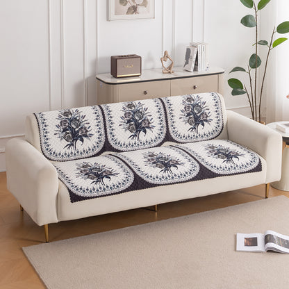 LoomVerse Quilted Sofa Cover Set Washable Sofa Panel for Seat & Back - Midnight Bloom
