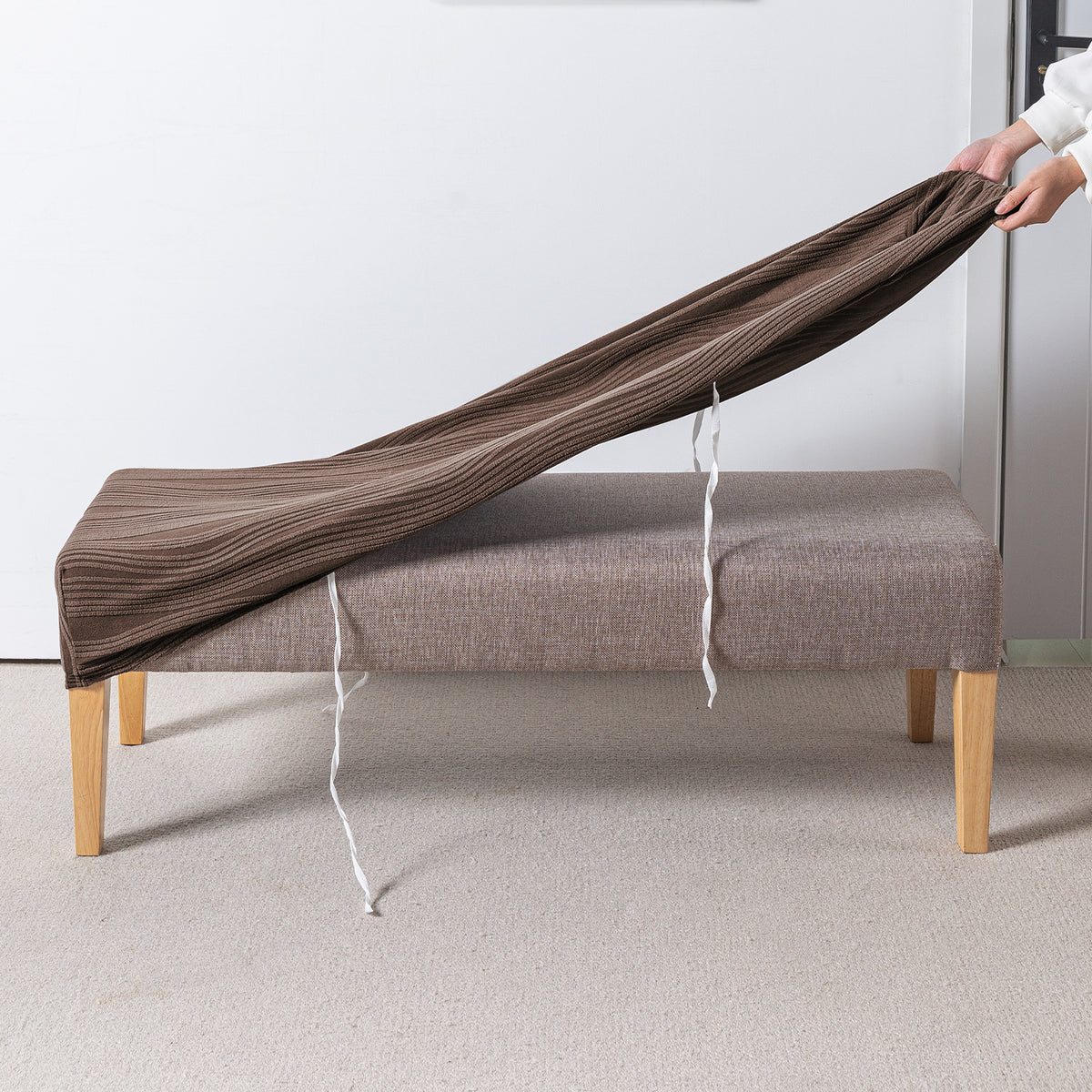 Nestiva Series 200gsm Knitting Jacquard Bench Cover - Chocolate Brown