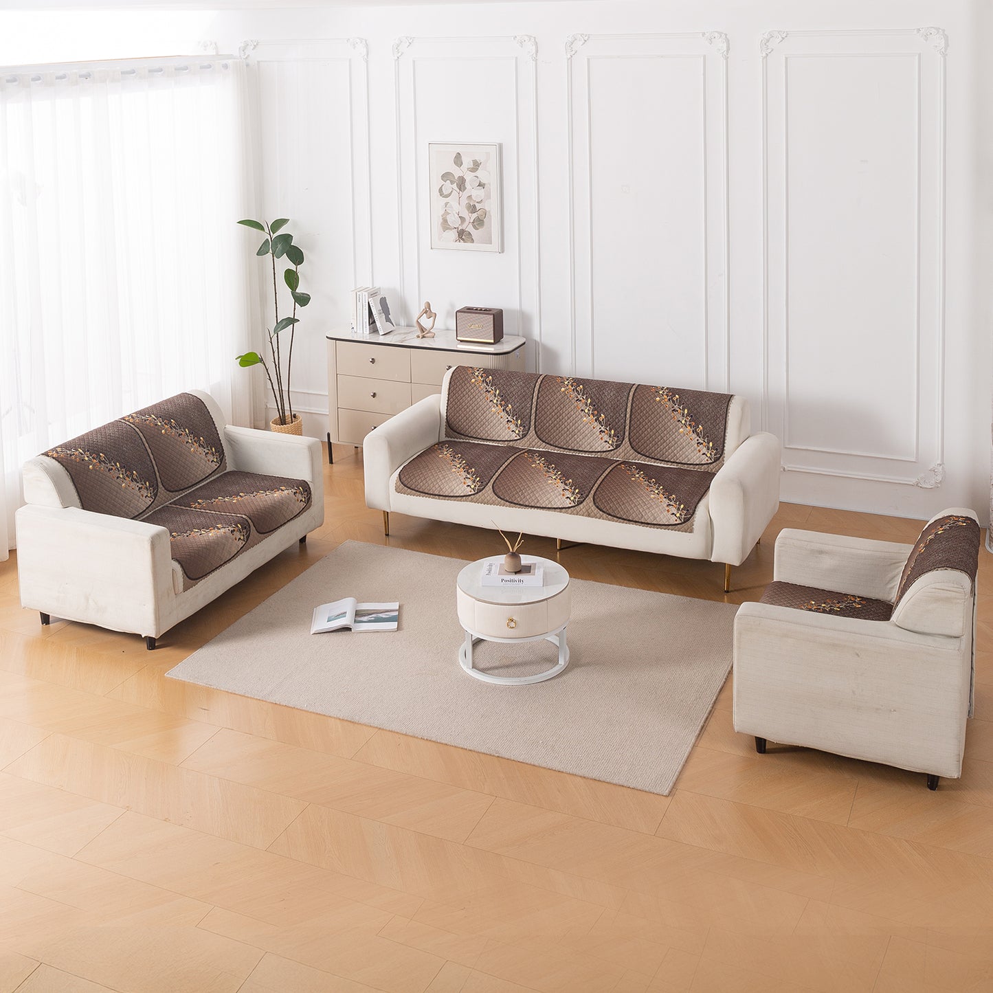 LoomVerse Quilted Sofa Cover Set Washable Sofa Panel for Seat & Back - Autumn Drape