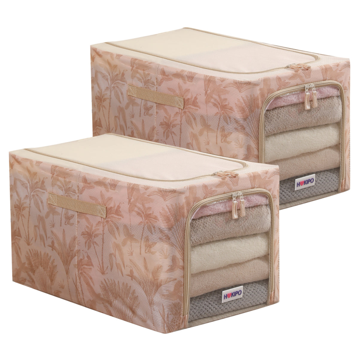 Foldable Cloth Storage Organizer for Wardrobe, Beige Botanica