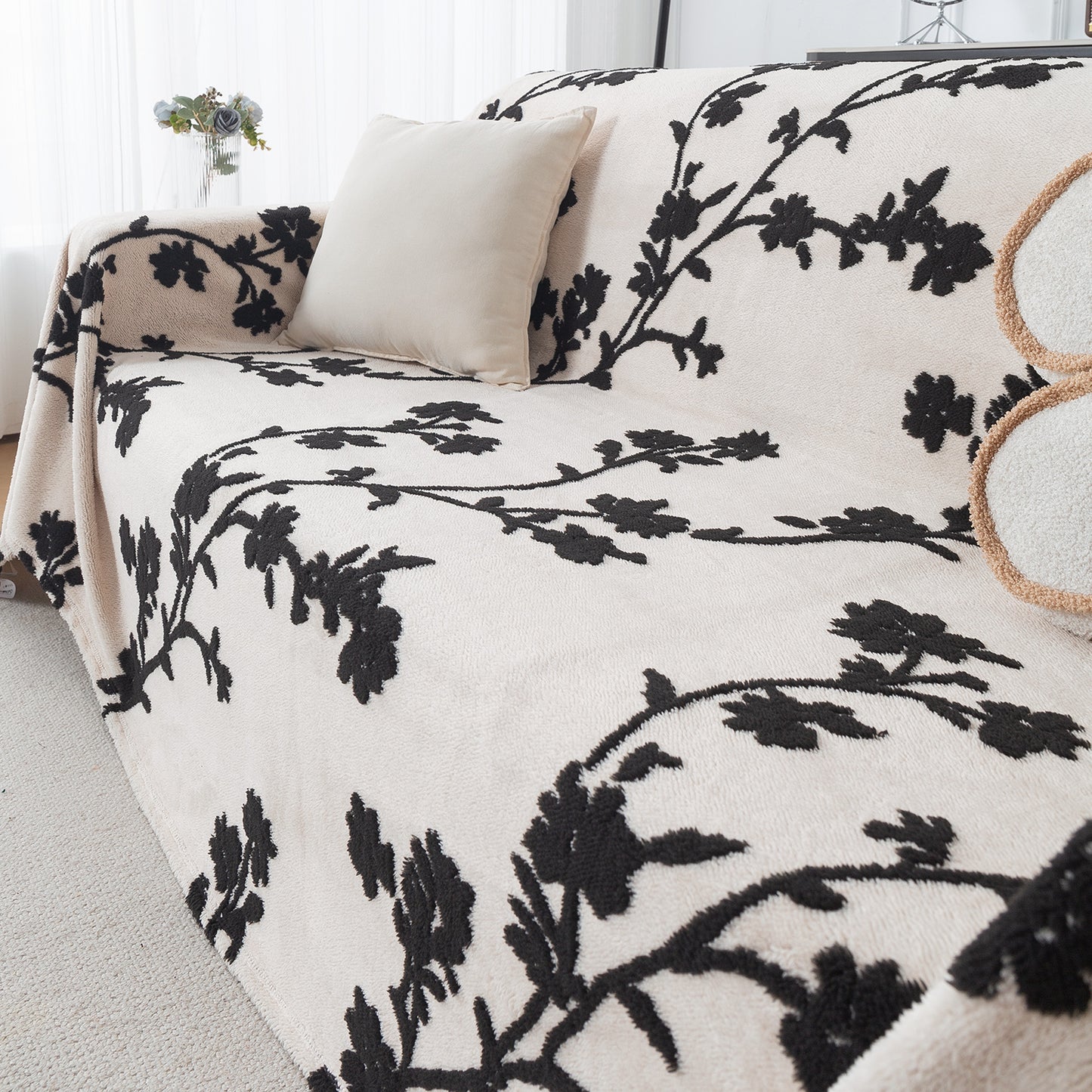 Buy Botanical Vine Noirea Series Luxury Plush Sofa Throw for Complete Sofa | HOKIPO