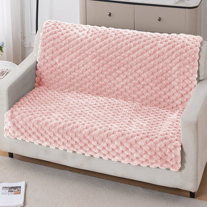 'BunnySoft Series' Plush Sofa Cover Throw for Sofa Seat & Back, Flamingo Pink