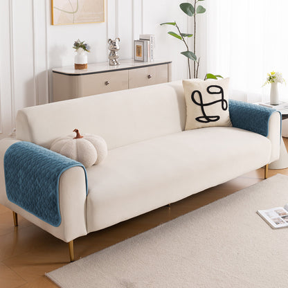 Diamond Plush Pebble Quilted Sofa Cover Mat, Blue