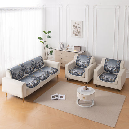 LoomVerse Quilted Sofa Cover Set Washable Sofa Panel for Seat & Back - Blue Belle