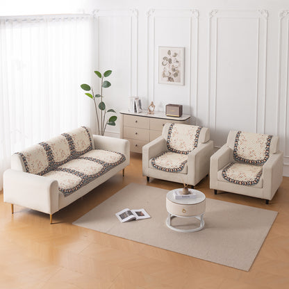 LoomVerse Quilted Sofa Cover Set Washable Sofa Panel for Seat & Back - Petal Harmony