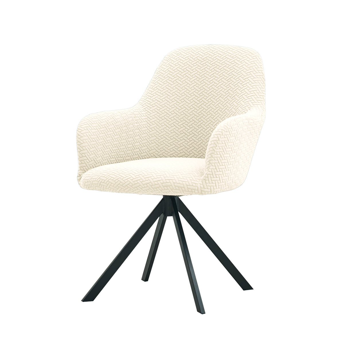 Premium Jacquard Fully Covered Cover for Swivel Dining Chair with Arms, Beige